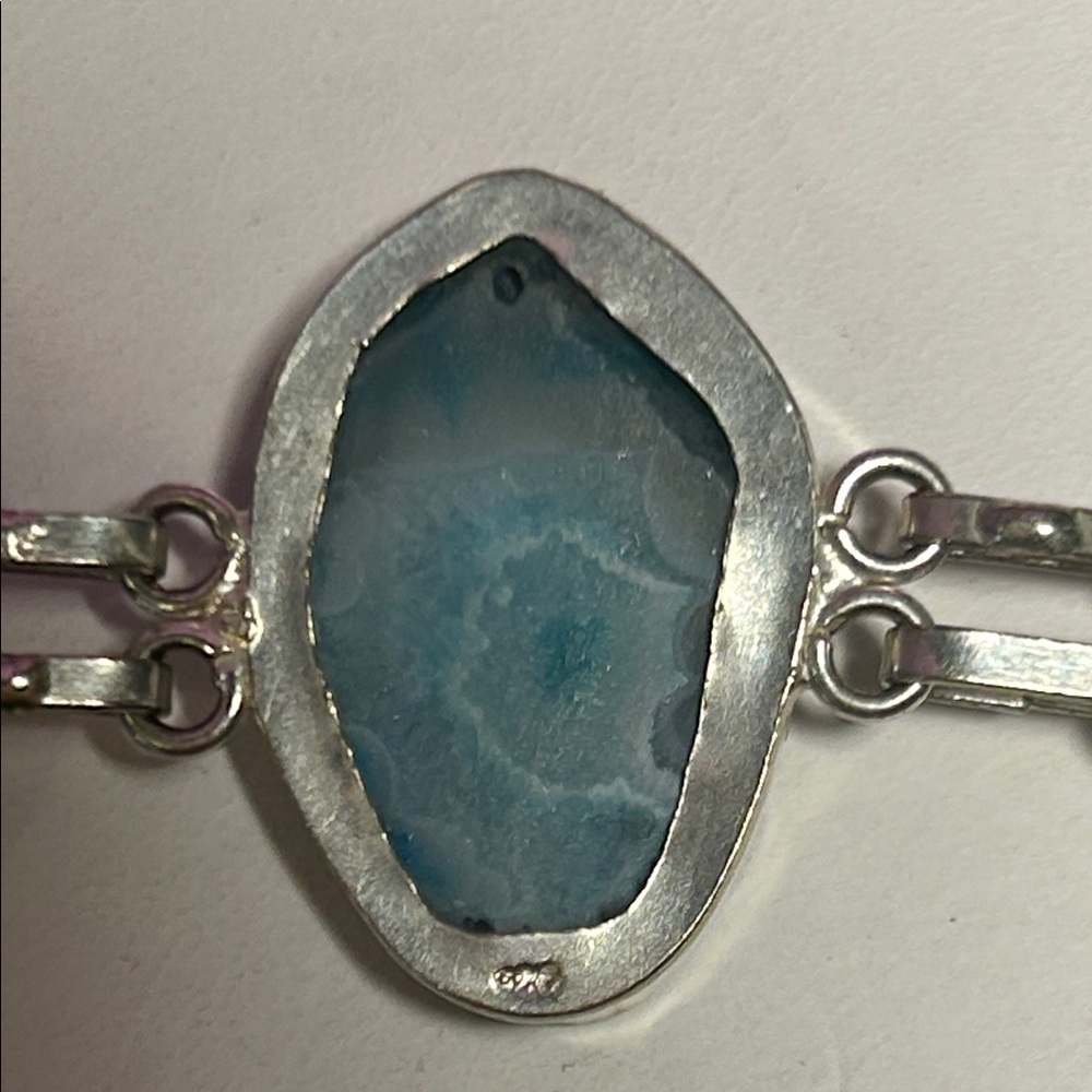 Sterling Blue Druzy Agate Gemstone Bracelet - Picture 11 of 11